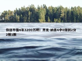 你这不值4年3200万啊！齐克-纳吉4中0得到2分2板1断