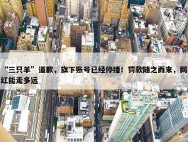 “三只羊”道歉，旗下账号已经停播！罚款随之而来，网红能走多远