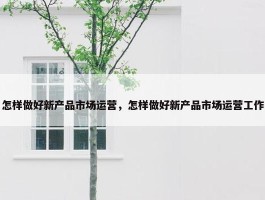 怎样做好新产品市场运营，怎样做好新产品市场运营工作