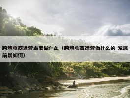 跨境电商运营主要做什么（跨境电商运营做什么的 发展前景如何）