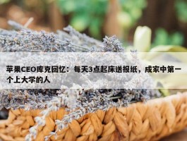 苹果CEO库克回忆：每天3点起床送报纸，成家中第一个上大学的人