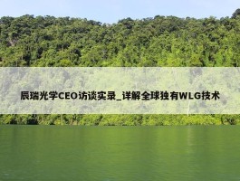 辰瑞光学CEO访谈实录_详解全球独有WLG技术