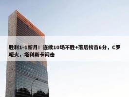 胜利1-1新月！连续10场不胜+落后榜首6分，C罗哑火，塔利斯卡闪击