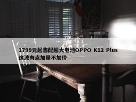 1799元起售配超大电池OPPO K12 Plus这波有点加量不加价