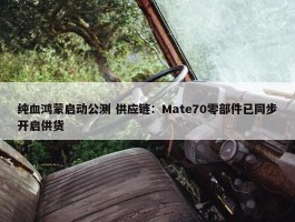 纯血鸿蒙启动公测 供应链：Mate70零部件已同步开启供货