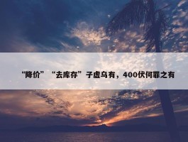 “降价”“去库存”子虚乌有，400伏何罪之有