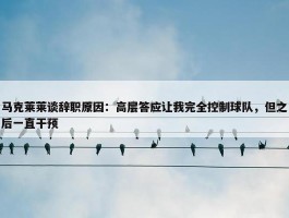 马克莱莱谈辞职原因：高层答应让我完全控制球队，但之后一直干预