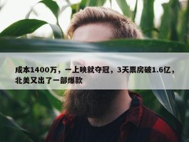 成本1400万，一上映就夺冠，3天票房破1.6亿，北美又出了一部爆款