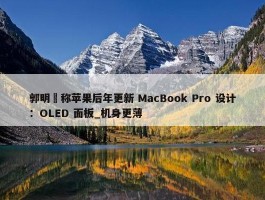 郭明錤称苹果后年更新 MacBook Pro 设计：OLED 面板_机身更薄