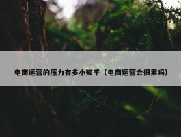 电商运营的压力有多小知乎（电商运营会很累吗）