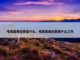 电商直播运营是什么，电商直播运营是什么工作