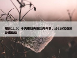 魔兽11.0：今天更新先做这两件事，给619装备还能摸凤凰