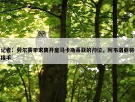 记者：劳尔赛季末离开皇马卡斯蒂亚的帅位，阿韦洛亚将接手