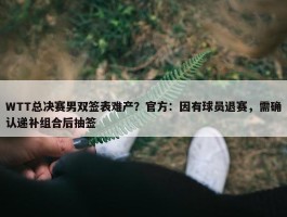 WTT总决赛男双签表难产？官方：因有球员退赛，需确认递补组合后抽签