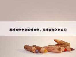 原神宠物怎么解锁宠物，原神宠物怎么来的