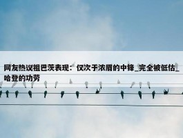 网友热议祖巴茨表现：仅次于浓眉的中锋_完全被低估_哈登的功劳