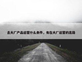 去大厂产品运营什么条件，有在大厂运营的出路