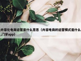 内容化电商运营是什么意思（内容电商的运营模式是什么,门牙app）