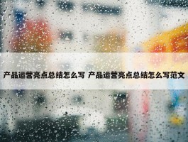 产品运营亮点总结怎么写 产品运营亮点总结怎么写范文