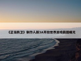 《正当防卫》制作人新3A开放世界游戏截图曝光