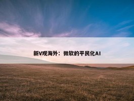 新V观海外：微软的平民化AI