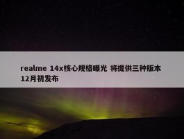 realme 14x核心规格曝光 将提供三种版本 12月初发布