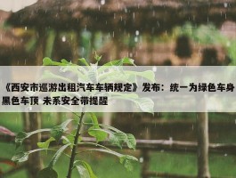 《西安市巡游出租汽车车辆规定》发布：统一为绿色车身黑色车顶 未系安全带提醒