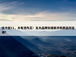 这个双11，大电池为王！五大品牌长续航手机新品你选谁？