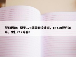 梦幻西游：罕见175满天套凌波城，16+10硬件加身，主打212阵容！