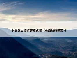 电商怎么搞运营模式呢（电商如何运营?）