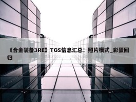 《合金装备3RE》TGS信息汇总：照片模式_彩蛋回归