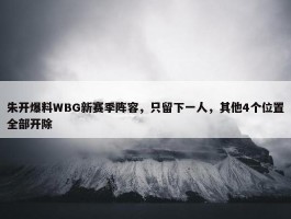 朱开爆料WBG新赛季阵容，只留下一人，其他4个位置全部开除