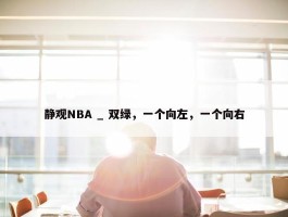 静观NBA _ 双绿，一个向左，一个向右