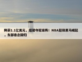 降薪1.1亿美元，组建夺冠豪阵！NBA超级黑马崛起，东部悬念回归