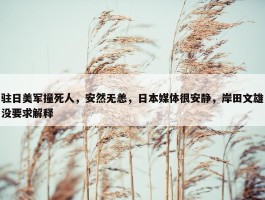 驻日美军撞死人，安然无恙，日本媒体很安静，岸田文雄没要求解释