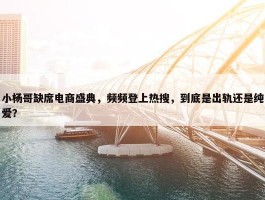 小杨哥缺席电商盛典，频频登上热搜，到底是出轨还是纯爱？