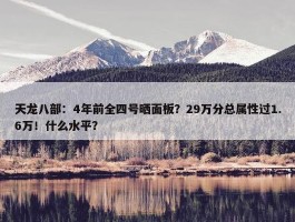 天龙八部：4年前全四号晒面板？29万分总属性过1.6万！什么水平？