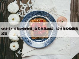 背锅侠？中超双雄海港_申花集体输球，球迷却纷纷指责足协