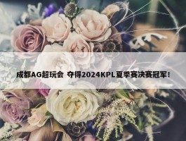 成都AG超玩会 夺得2024KPL夏季赛决赛冠军！