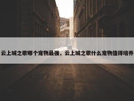 云上城之歌哪个宠物最强，云上城之歌什么宠物值得培养