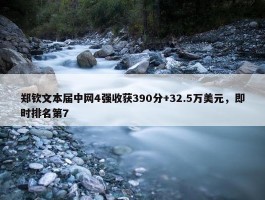 郑钦文本届中网4强收获390分+32.5万美元，即时排名第7