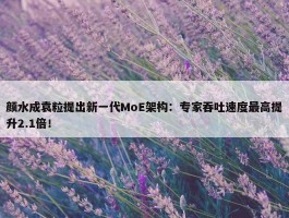 颜水成袁粒提出新一代MoE架构：专家吞吐速度最高提升2.1倍！