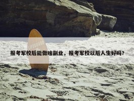 报考军校后能做啥副业，报考军校以后人生好吗?