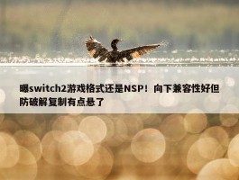 曝switch2游戏格式还是NSP！向下兼容性好但防破解复制有点悬了