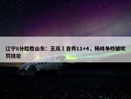 辽宁8分险胜山东：王岚嵚首秀11+4，杨鸣争吵被吹罚技犯