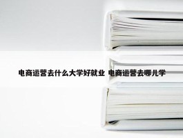 电商运营去什么大学好就业 电商运营去哪儿学