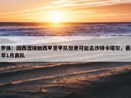 罗体：因西涅接触西甲意甲队但更可能去沙特卡塔尔，最早1月离队