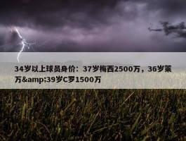 34岁以上球员身价：37岁梅西2500万，36岁莱万&39岁C罗1500万