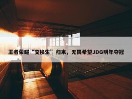 王者荣耀“交换生”归来，无畏希望JDG明年夺冠