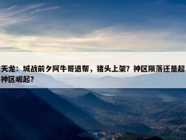 天龙：城战前夕阿牛哥退帮，猪头上架？神区陨落还是超神区崛起？